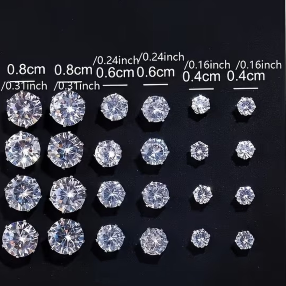 CLEAR WHITE SPARKLE SYNTHETIC CUBIC ZIRCONIA STUD EARRING SET NWT
